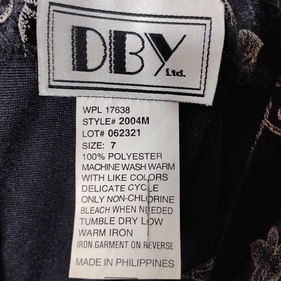 DBY Vintage 90s Velour Dress Floral Criss-Cross Back Juniors Size 7 - Picture 8 of 8